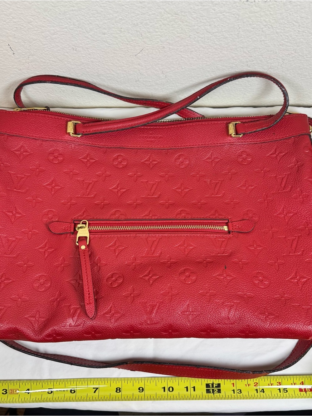 Authentic Louis Vuitton Monogram Empreinte Bastille MM — Cerise Red
